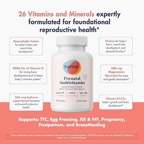 Miniatura 5 de FullWell Vitamina prenatal limón + DHA  Aceite de pescado Omega 3 con DHA y EPA para el desarrollo cerebral y apoyo del sistema nervioso  Más de 26