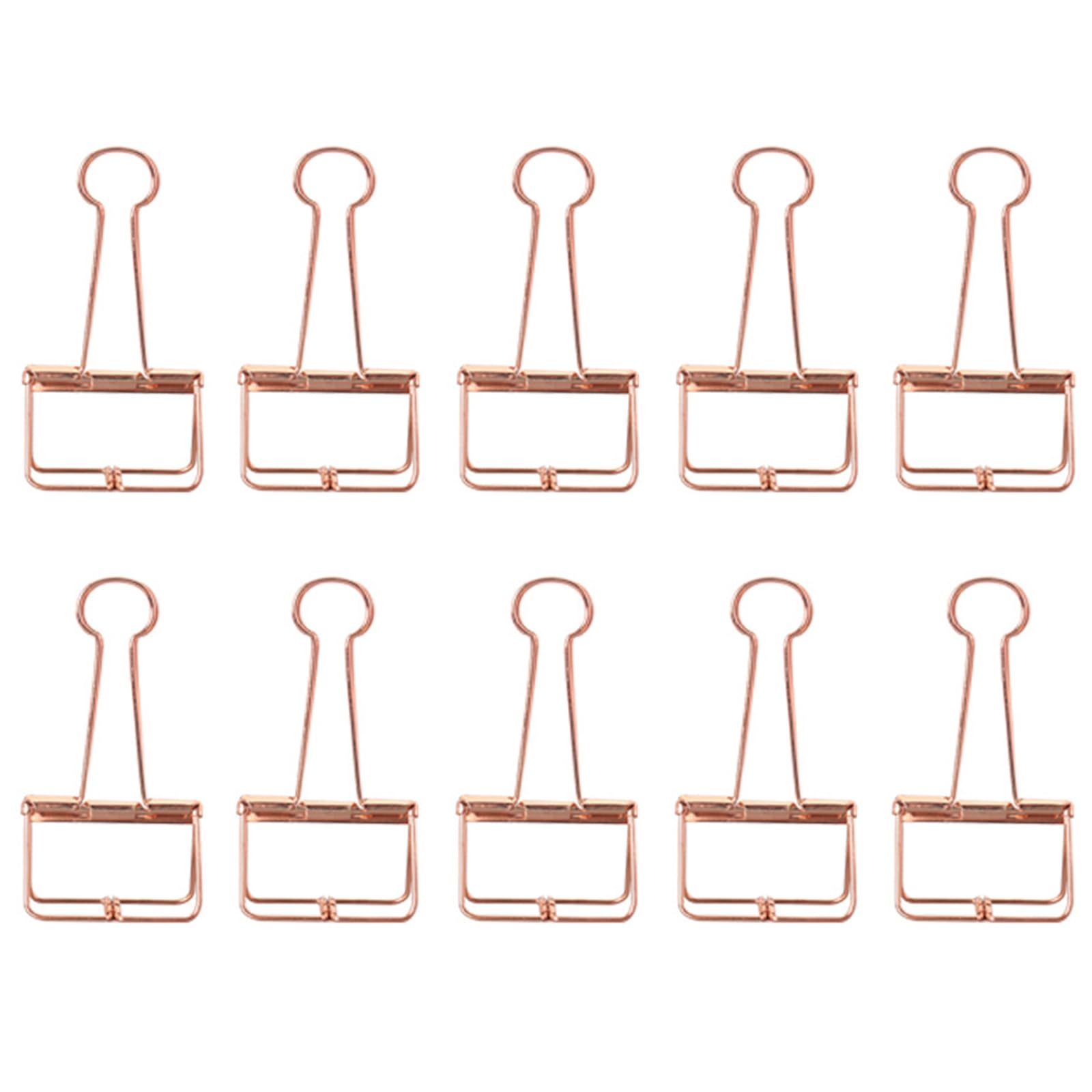 Rose Gold 32mm/1.26in, 10Pcs Skeleton Binder Clips, Hollow Metal Wire Foldback Binder Clips for Planner, Journal, Notebook, Large Paper Clamps, Office, Home, School