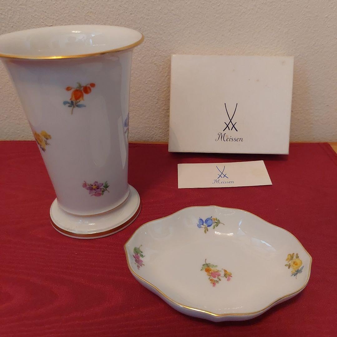 マイセン花瓶と小皿各1