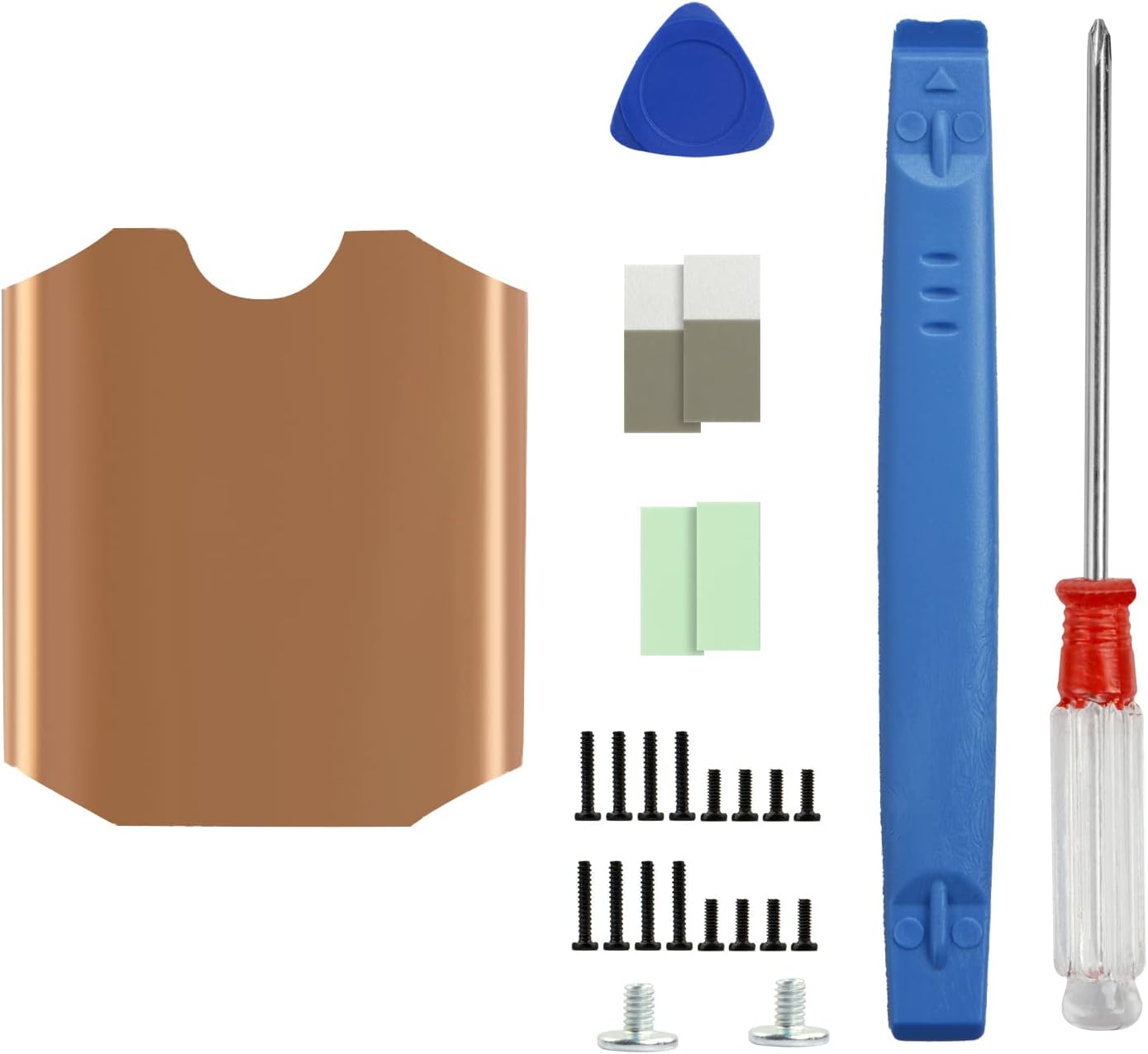 Steam Deck SSD Heatsink Thermal Pad: M.2 2230 NVME Copper Heat Sink Cooling With Thermal Pastes, Back Cover Opening Tools, Screws Replacements, Screwdriver Repair Kit