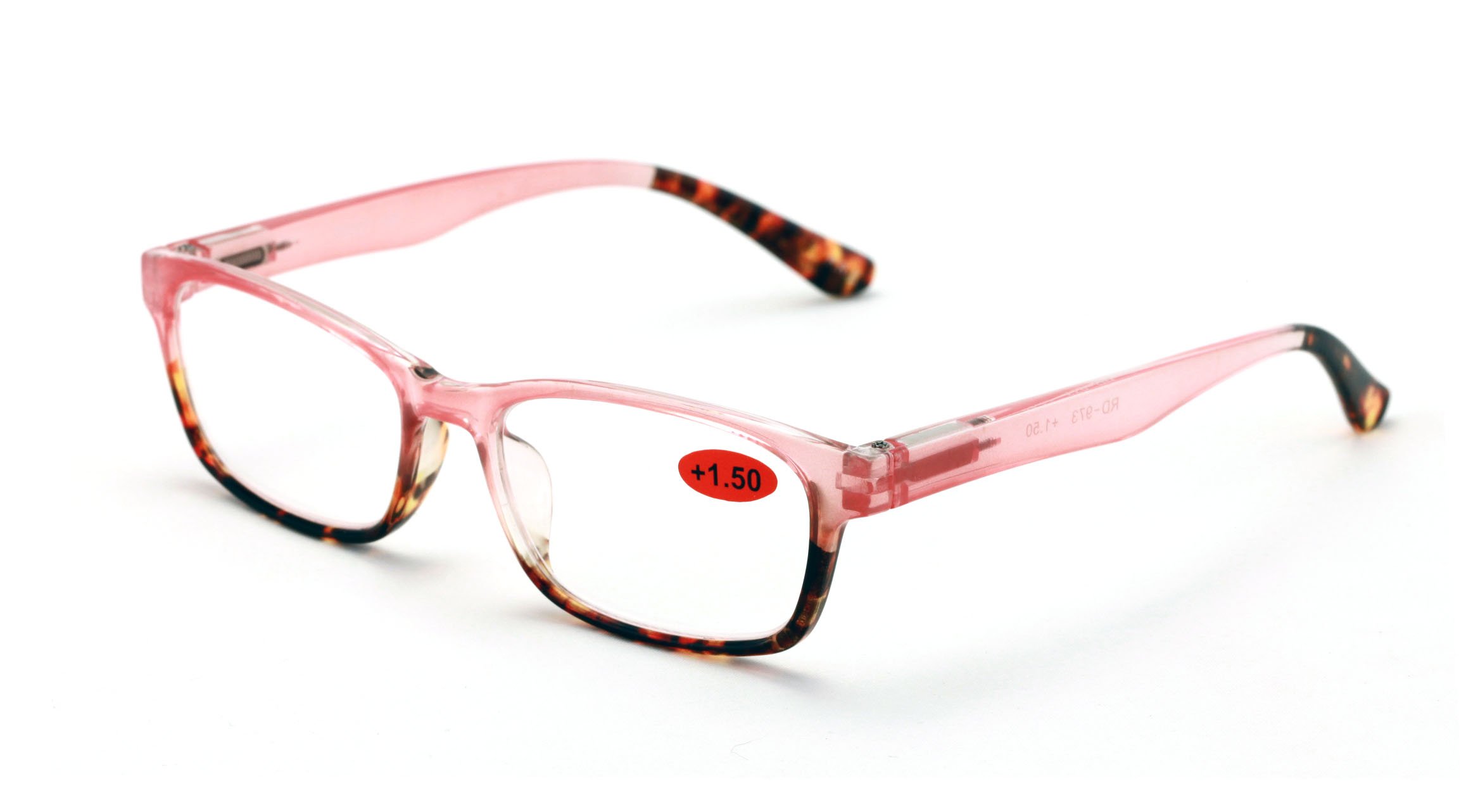 V.W.E. 2 Paare Von Klassischen Rechteck-Lesern Mit Federscharnieren Halb Durchscheinend Schildkröte Lesebrille (Pink, 1,50)