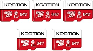KOOTION 5-Pack 64GB Micro SD Card Class 10 Micro-SDXC Memory Card UHS-I, High Speed Flash TF Card for Security Camera/Smartphone/Drone/Dash Cam/Tablet/PC, C10, U1, 64GB 5pack