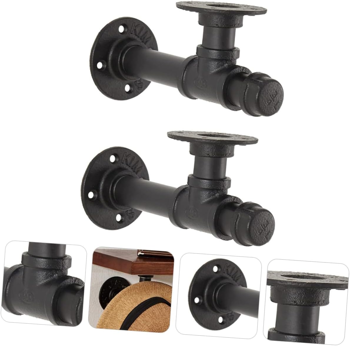 2pcs Iron Shelf Brackets Wall-Mounted Floating Shelve Bracket Pipe Holder for Home Decor DIY Shelving