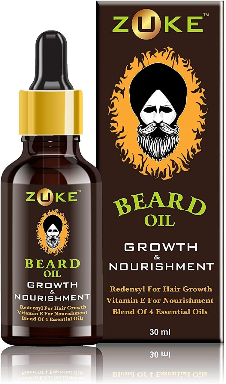 ZUKE Beard Oil For Growth & Nourishment with Redensyl, Vitamin-E & Blend of 4 Natural Oils 30ml Hair Oil (30 ml)