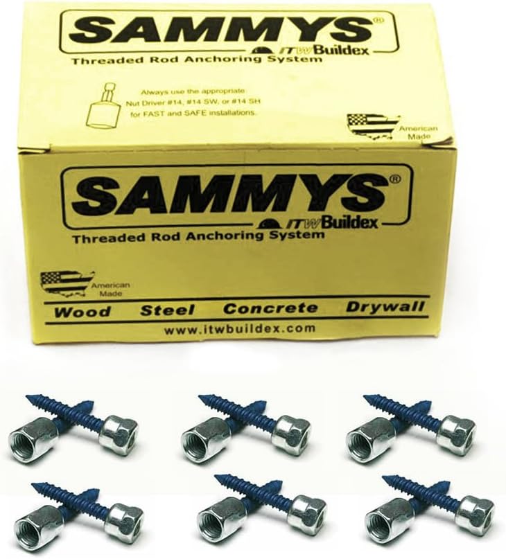 Everflow Sammys 8061957-25 SWC 20 3/8 Inch Screw Horizontally Threaded Rod Anchor Designed for Concrete Structure, Steel with Zinc Finish, Blue Delta Seal, Prevent Snapping (Pack of 25)