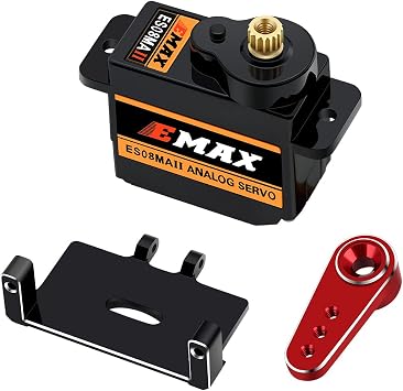 for AXIAL SCX24 Servo Metal Gear EMAX RC Servo Steering Servo with Servo Mount Bracket and Arm SCX24 Upgrade Parts Red