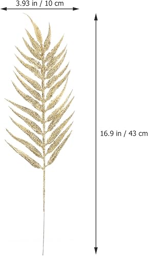 Miniatura 3 de MAGICLULU 5 piezas de hojas de decoración de hojas de Navidad, 5 piezas de aerosoles artificiales para árbol de Navidad, hojas con purpurina,