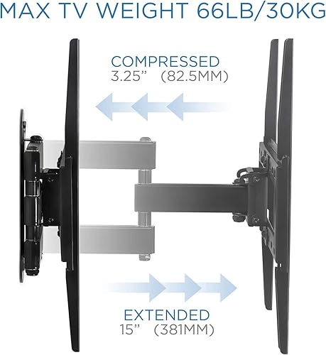 Miniatura 7 de Mount-It! Soporte de pared de TV de movimiento completo  Instalación de un solo perno  Giratorio, inclinación y extensión de 15 pulgadas  Brazo