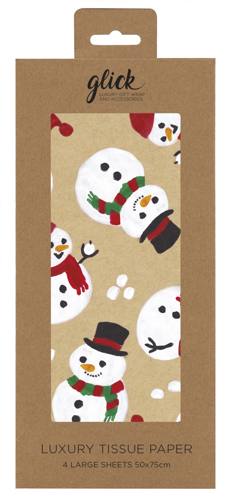 GlickFour Sheets Christmas Tissue Paper, Christmas Silly Snowmen Tissue Paper, Tissue Paper for Wrapping at Christmas, Xmas Tissue (Four Sheets)