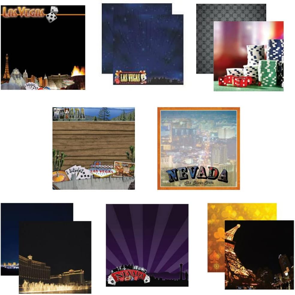 Themed Scrapbook Papers Custom Bundle Set 8 Las Vegas