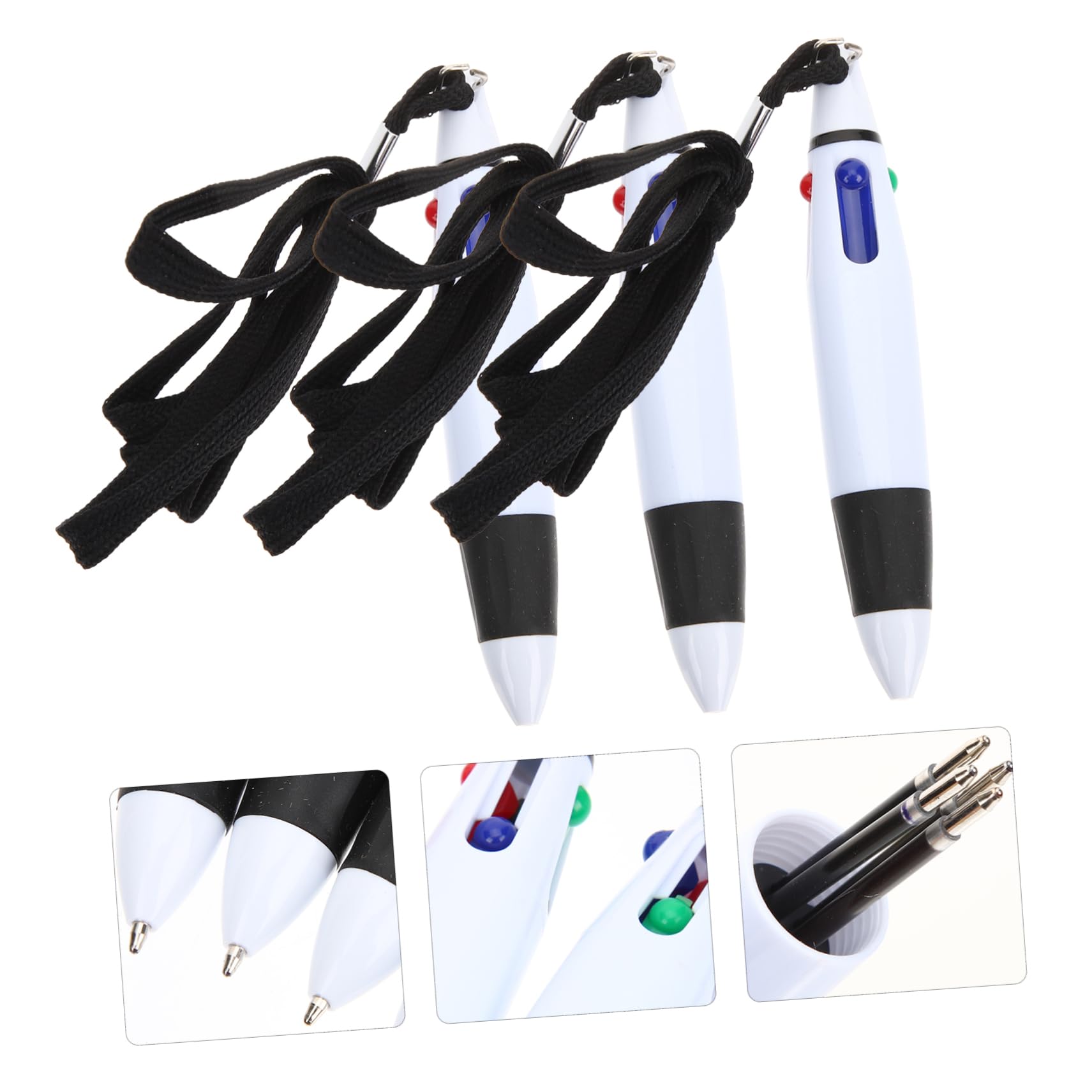 4 Sätze Kugelschreiber Mehrfarbiger Stift The Office Die Schul Markers Bürozubehör Lanyards Kette Textmarker Punkt Schulbedarf Versenkbare Stifte Plastik Black 10 Stück * 4