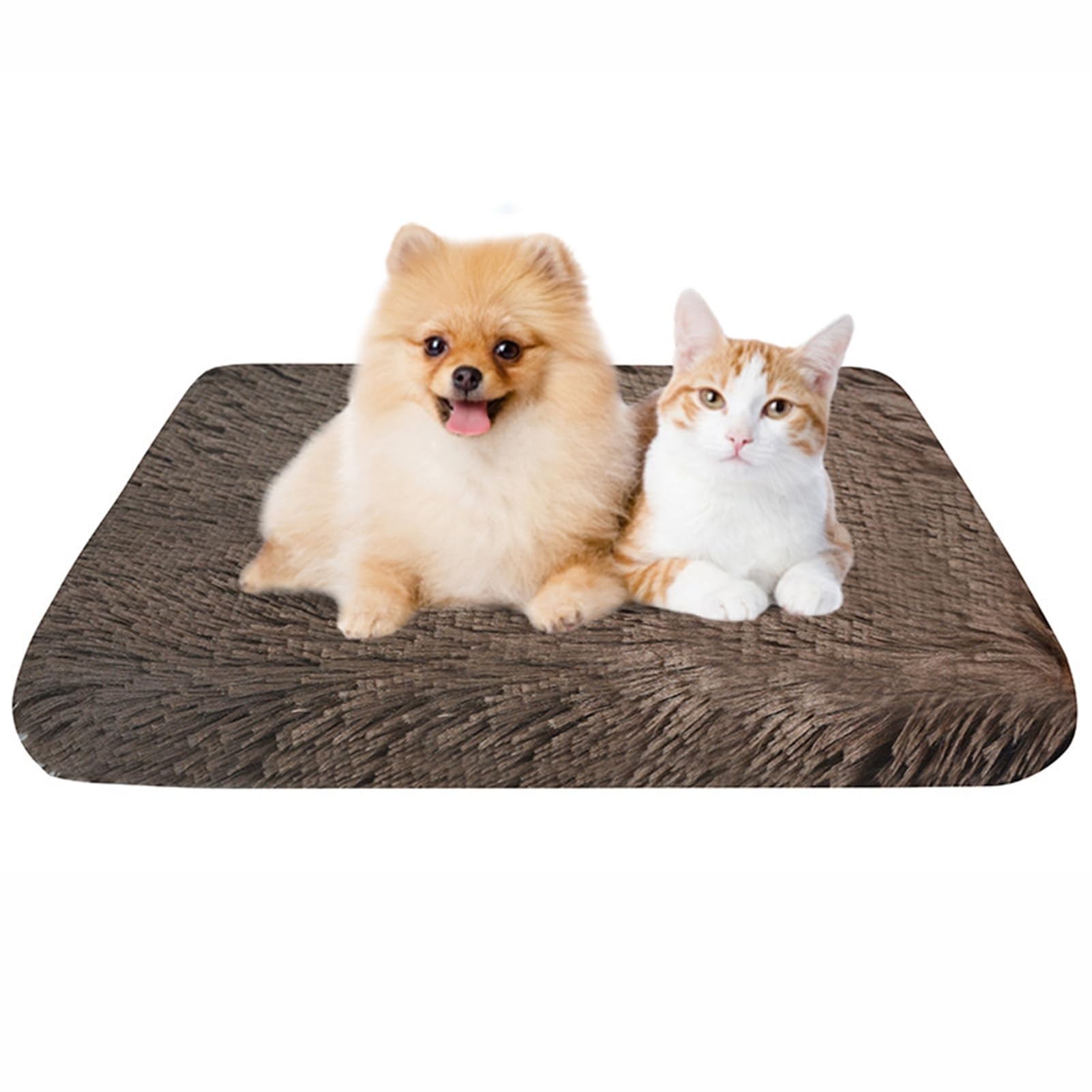BESTORI Dog Bed Soft Plush Waterproof Lining Dog Crate Pad Mat with Removable Washable Cover Fluffy Anti-Slip Pet Mats for Sleeping Playing, Brown 04, 120 x 80 x 7 cm