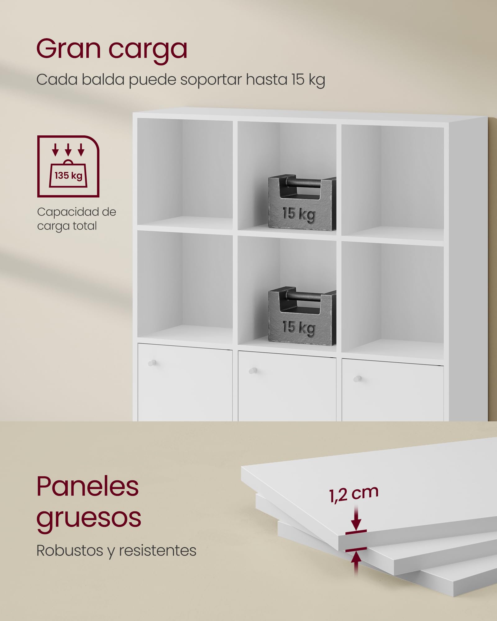 VASAGLE Estantería, Librería de 3 Niveles, Estantería de Almacenamiento Abierto, 29 x 97,5 x 97,5 cm, 3 Compartimentos con Puertas, para Sala de Estar, Estudio, Comedor, Blanco Nube LBC33WT