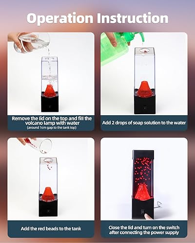 Miniatura 7 de Otdair Lámpara de lava para adultos, lámparas de lava de volcán alimentadas por USBbatería, lámparas de lava para niños, niñas, niños, adultos,