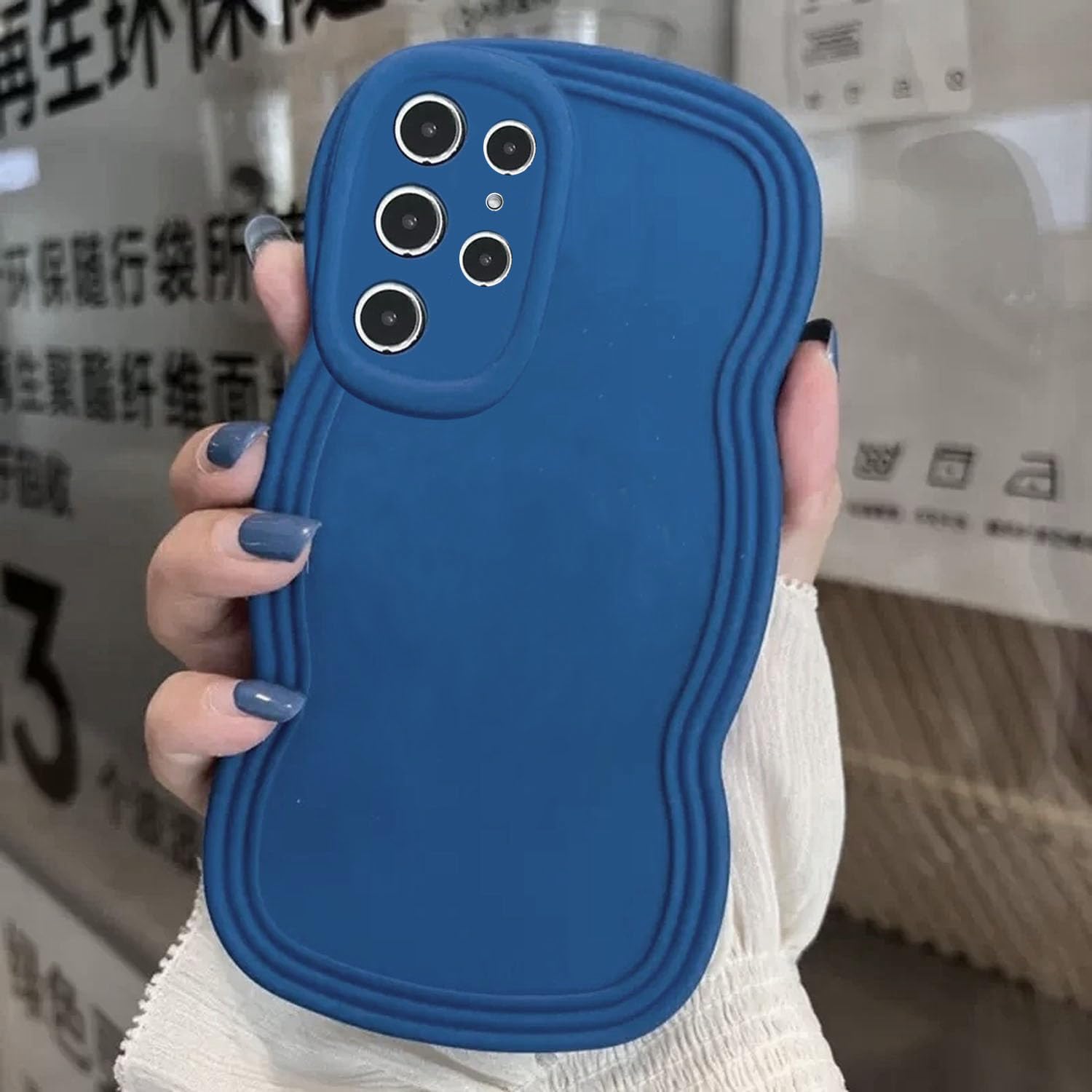 KC Back Cover for Samsung Galaxy S23 Ultra, Curly Wave Shape Shockproof Bumper Soft Silicone Case with Camera Protection (Dark-Blue) (B0CDCB1CPH) Amazon Price History, Amazon Price Tracker