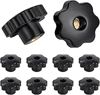 Vista 8 de OCR Pomo de sujeción de rosca moleteada M6 de 7 estrellas, pomos de mano en forma de estrella, pomos de mano de plástico negro con sujeción a rosca