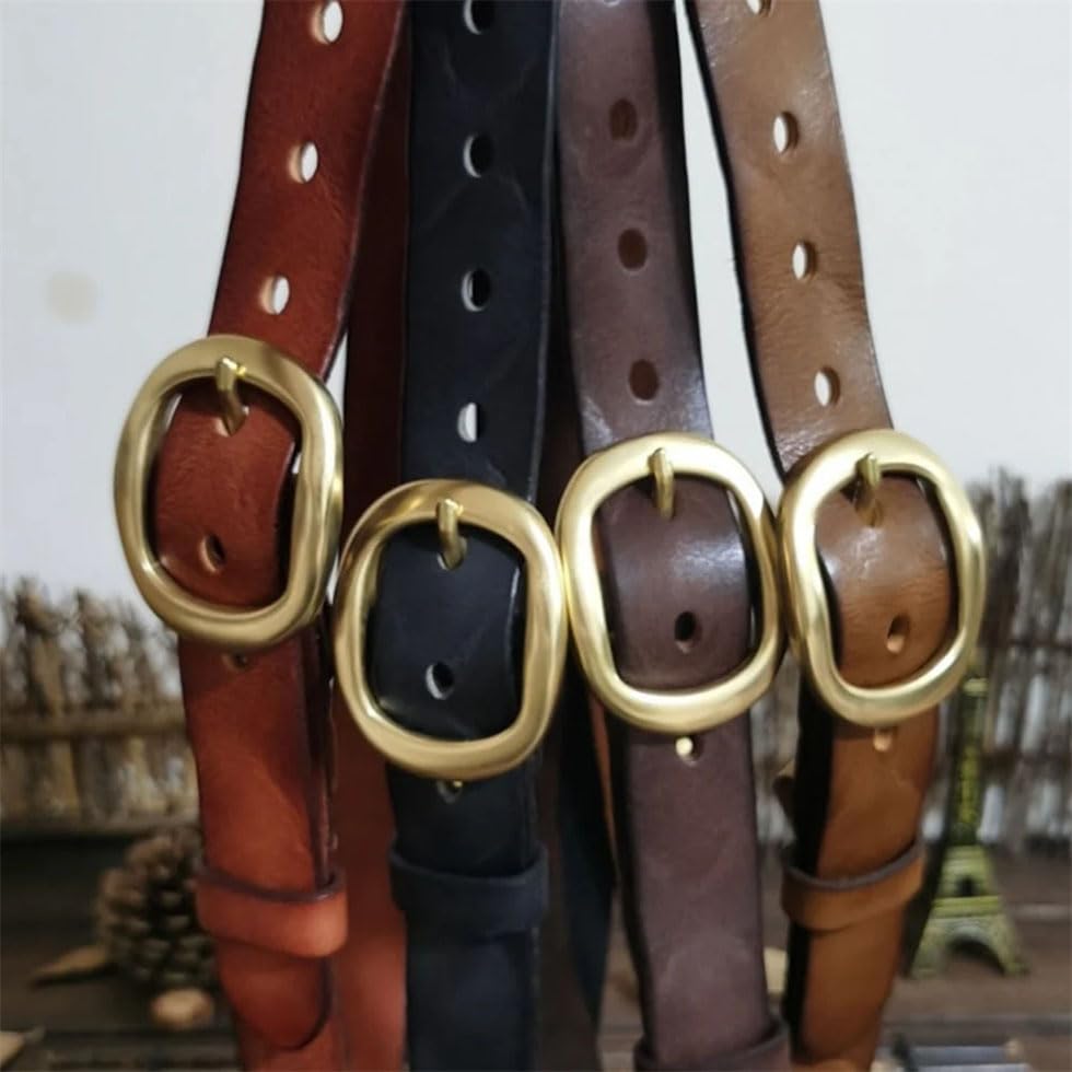 Men Solid Leather Brass Pin Buckle Belt 28mm Wide Leather Belt Classic Design3