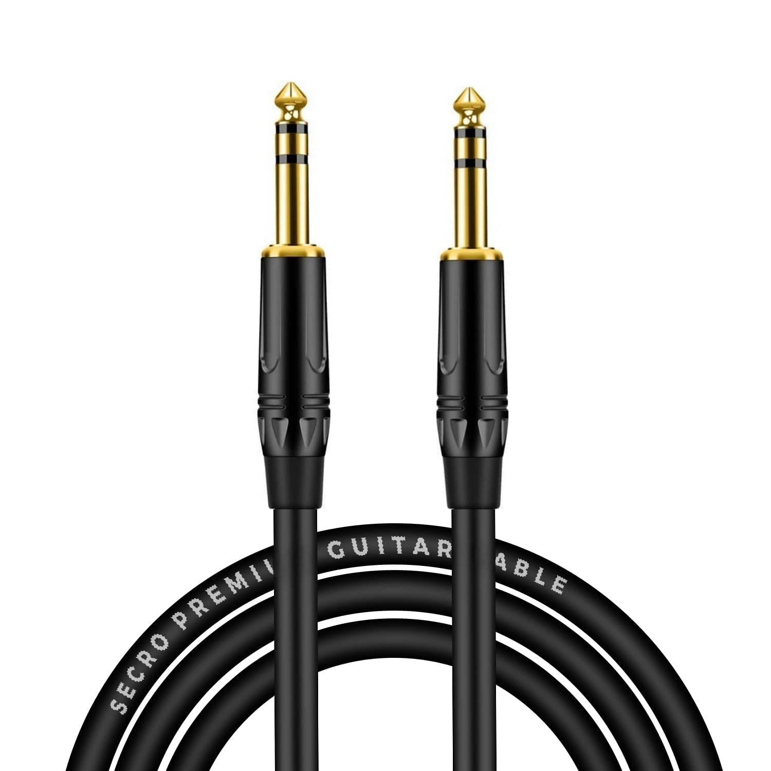SeCro Gold Plated Guitar Instrument Cable, 6.35mm (1/4) TRS to 6.35mm (1/4) TRS Stereo Audio Cable for Electric Guitar,Mandolin, Bass, Amplifier, Keyboard, Mixing Desks (1.5 Meter) 2