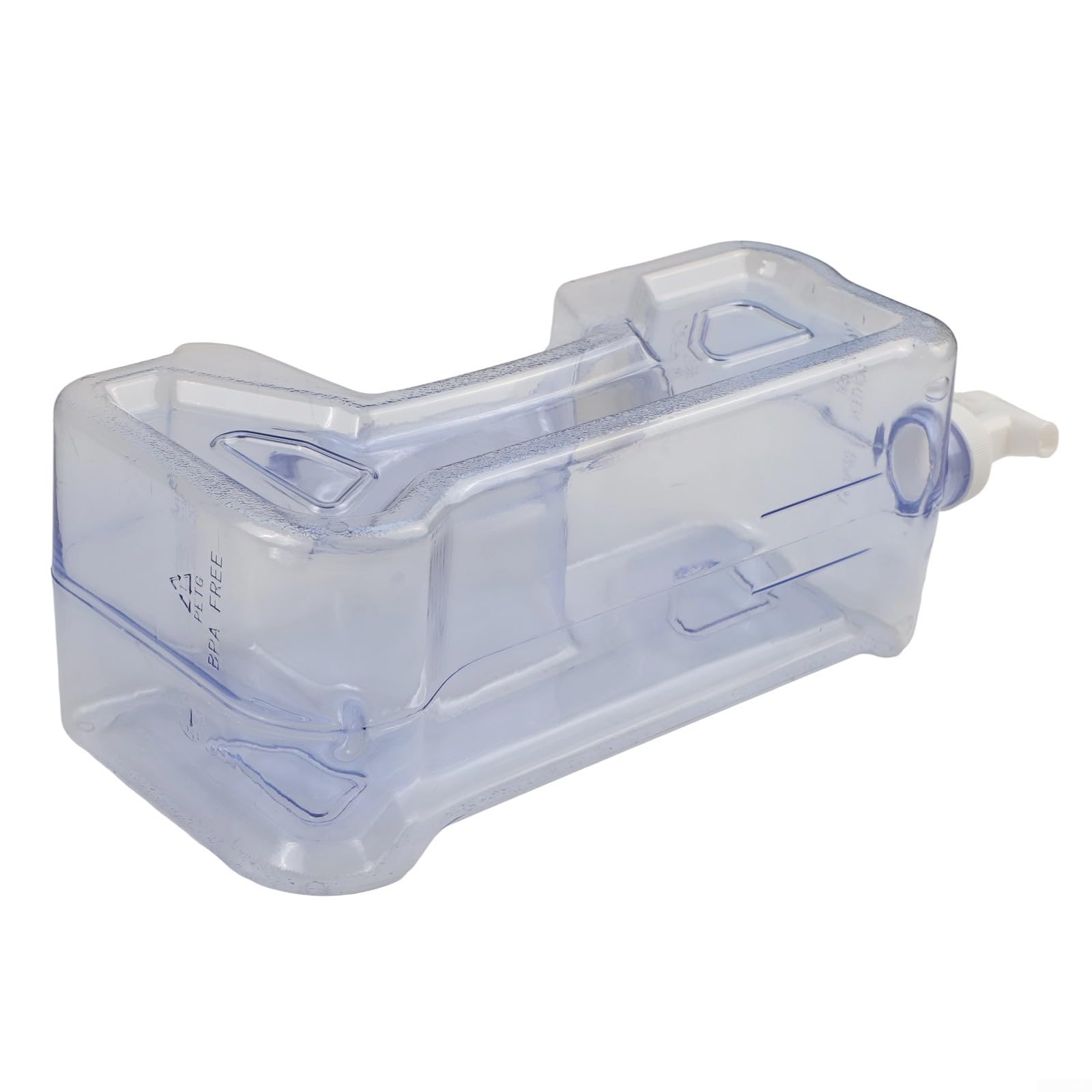 Gdfnmogo Dispensador de agua de plástico reutilizable para refrigerador, tanque de bebidas de grado alimenticio de 3 L a 7,5 L con ahorro de espacio para un diseño delgado, espiga integrada, mango