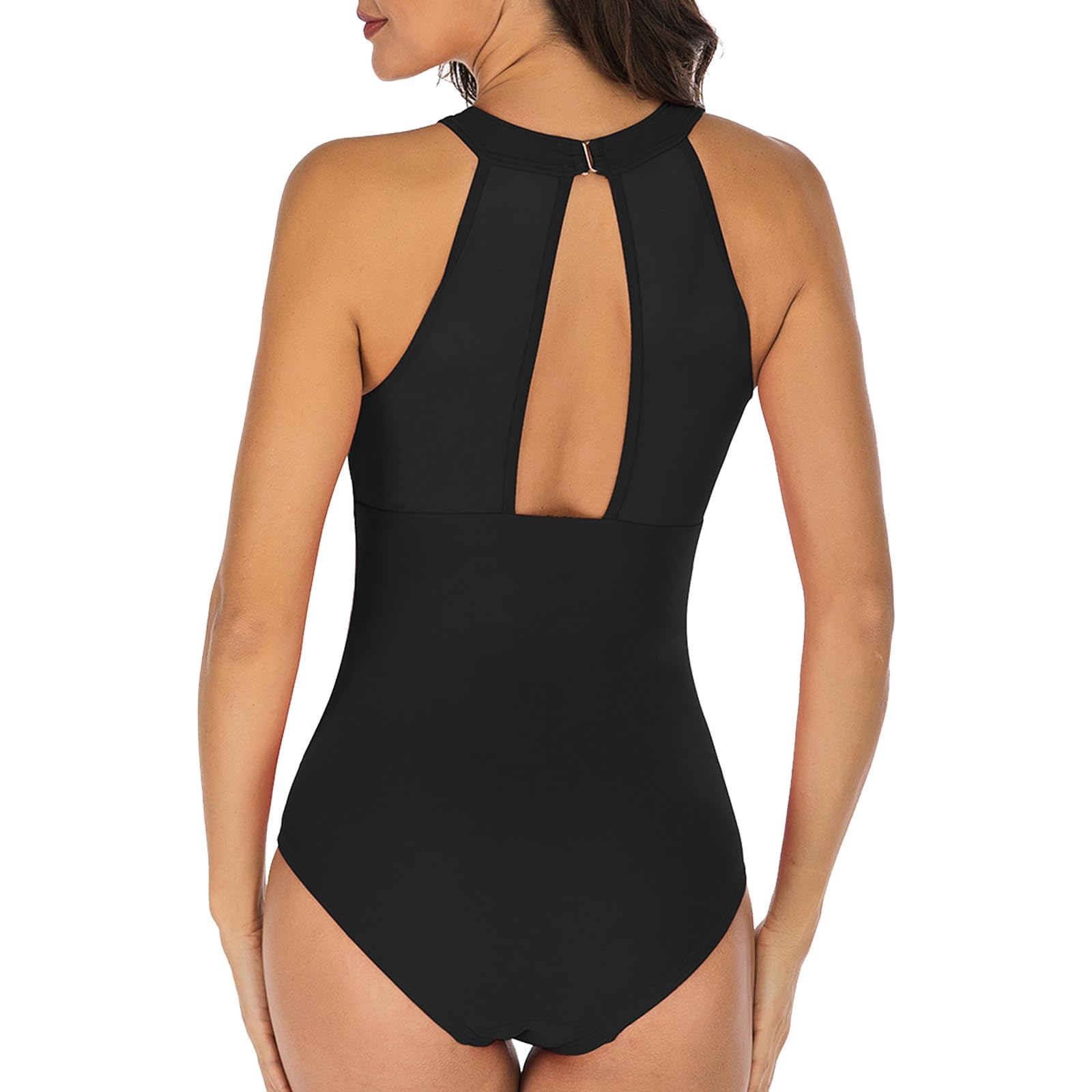 TcIFE Maillot de Bain Femmes Une Pièce Contrôle Ventre Slim Plage Natation | Sculptant Push up Swimsuit, Amincissant 1 Pièce Monokini, Découpe Filet col Montant, Piscine Vacances été