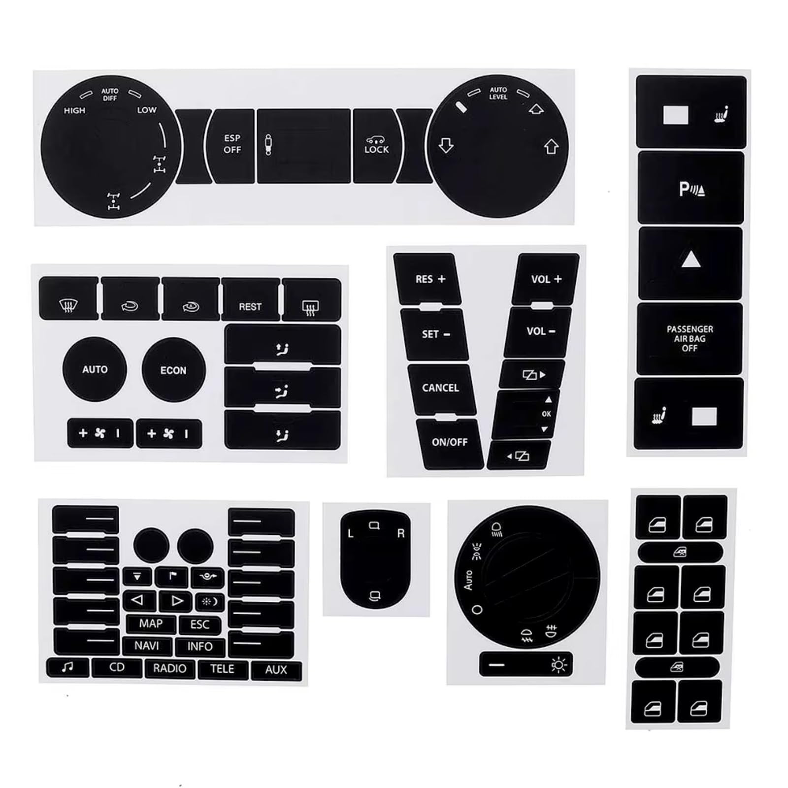 Modification Interior Compatible with for Touareg 2004 2005 2006 2007 2008 2009 Car Interior Radio AC Climate Control Button Repair Decals Stickers Accessories