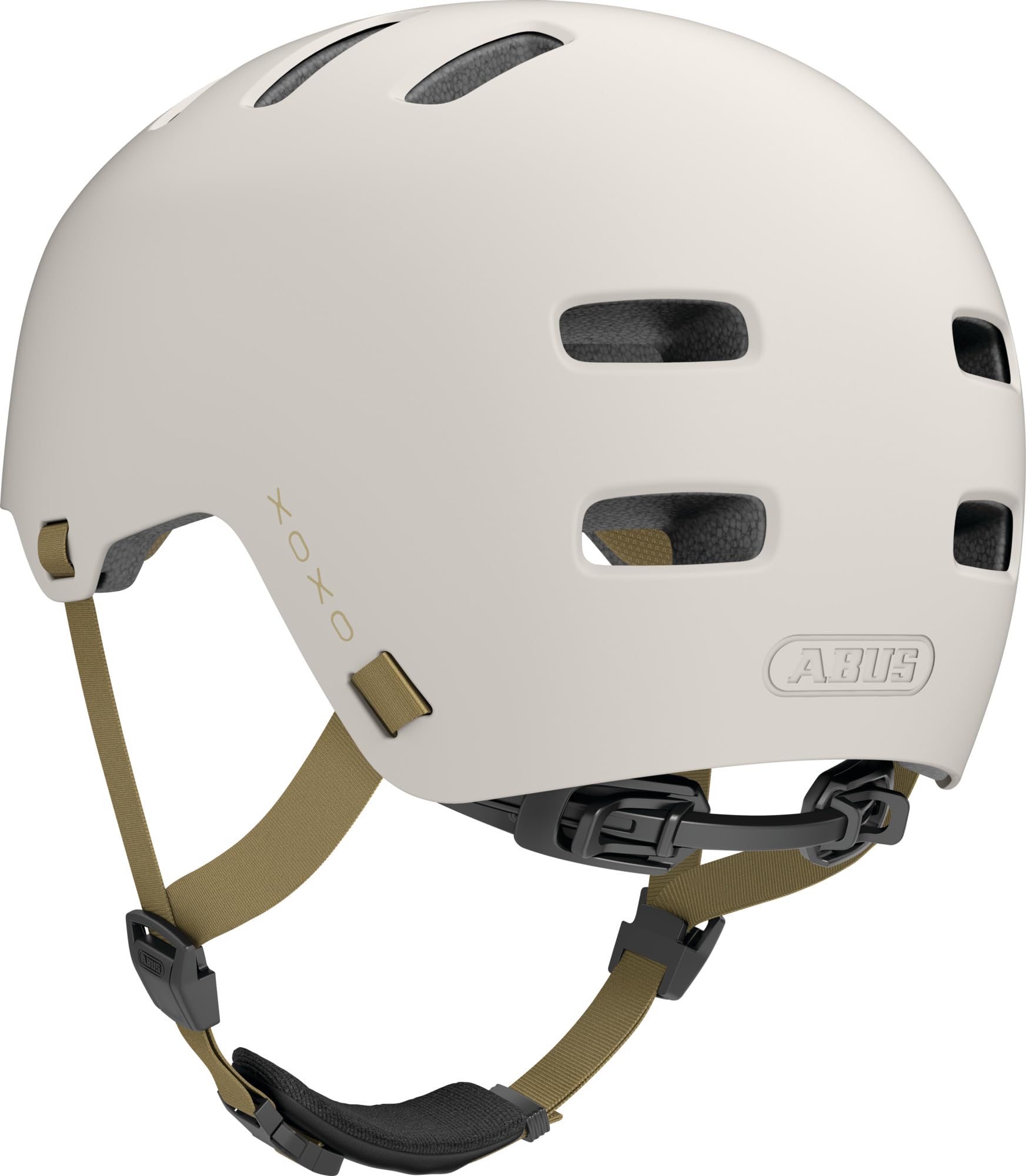 ABUS Kask rowerowy XOXO ECO, kask miejski w stylu skate, rozmiar L, Taupe | Zrównoważony kask z materiałów z recyklingu dla kobiet, mężczyzn i młodzieży, idealny do jazdy na desce i hulajnodze.