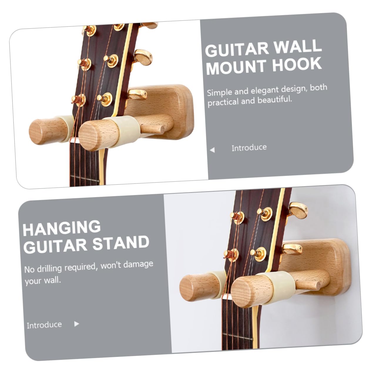 BESTonZON ganci per chitarra da parete porta chitarra da muro supporto da parete per violino supporto chitarra guitar stand appendiabiti per chitarra supporto da parete per chitarra Faggio