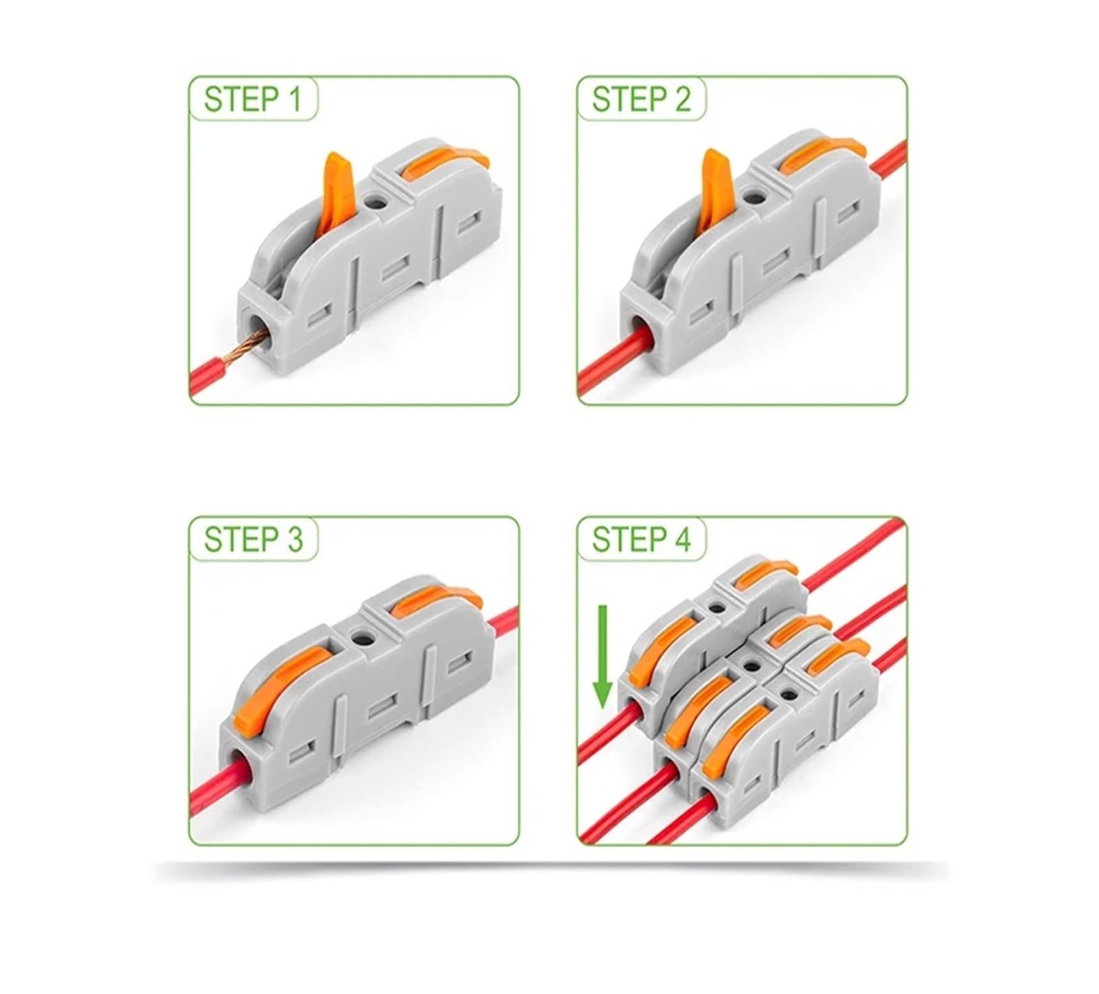Conectores de cable de palanca de conexión rápida en caja de 34 piezas, terminales de conductor empalmables, bloque de cableado a tope, conectores eléctricos reutilizables(Boxed NC- 221T Color)