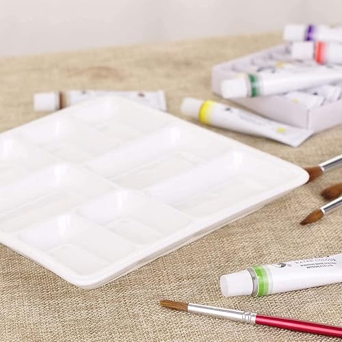 Miniatura 4 de Paleta de pintura de artista de porcelana de 8 pozos, paleta de acuarela de cerámica mezcladora, bandeja de mezcla para acuarela gouache acrílico