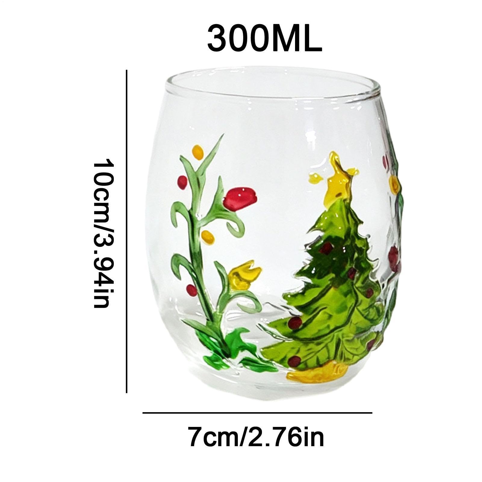 300 Ml Weihnachtsgläser – 6 Stiellose 3D-geprägte Weihnachtsglasbecher