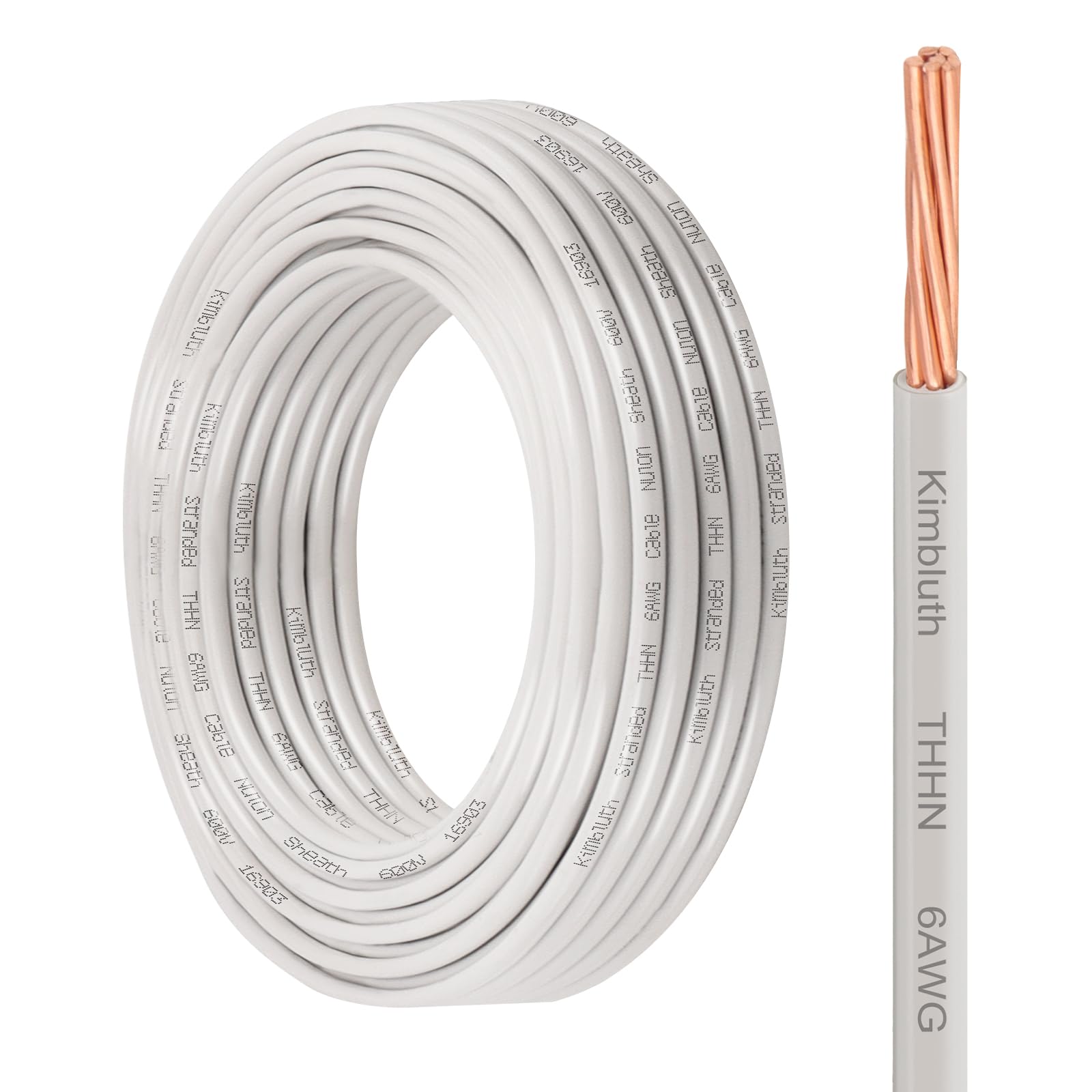 THHN Wire 6 Gauge 25 FT Stranded Copper Wire, 6 AWG Copper Wire Rated up to 600V Building Wire Nylon Jacket for Residential, CNC, Ground, Industrial (