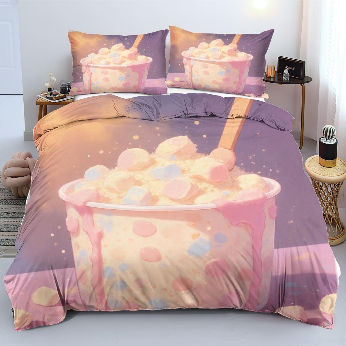 Set di Copripiumino Matrimoniale 240x260 cm Tè al Latte Rosa A5796