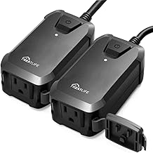 TREATLIFE Smart Dimmer Plug 2 Pack Outdoor Smart Plug Works with Alexa and Google Assistant, Light Dimmer Remote Control, Max Power 400W, IP44 Waterproof for Dimmable Outdoor Lights, Floor, Table Lamp