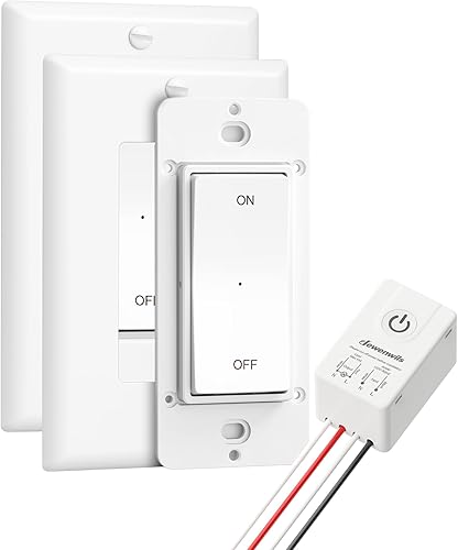 Vista 10 de DEWENWILS Kit de interruptor de luz inalámbrico y receptor, 10 A/1200 W, no requiere cableado en la pared, interruptor de pared de control remoto