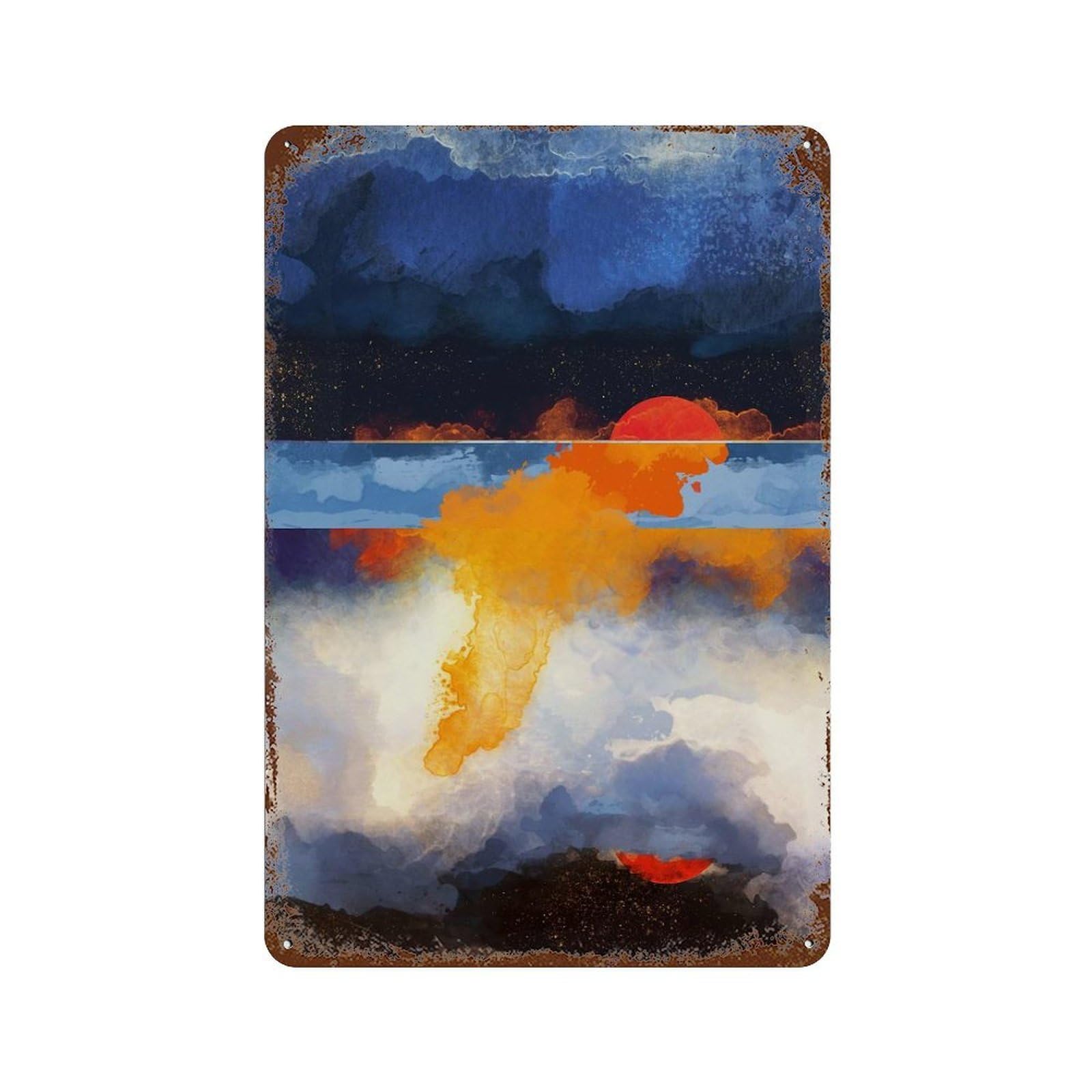 Garage Style Dusk Reflection Rusty Metal Tin Sign 11.8"x7.9", Classic Wall Plaque for Bar And Workshop