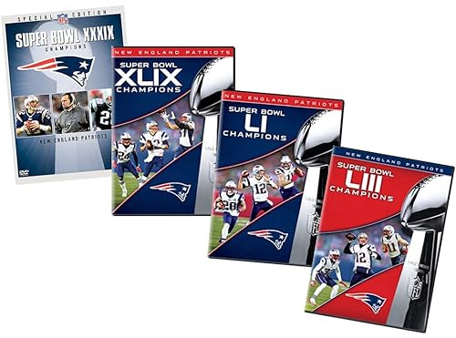 Ultimate NFL New England Patriots 4-Volume Super Bowl Champions DVD Collection Super Bowl XXXIX (39) Super Bowl XLIX (49) Super Bowl LI (51)