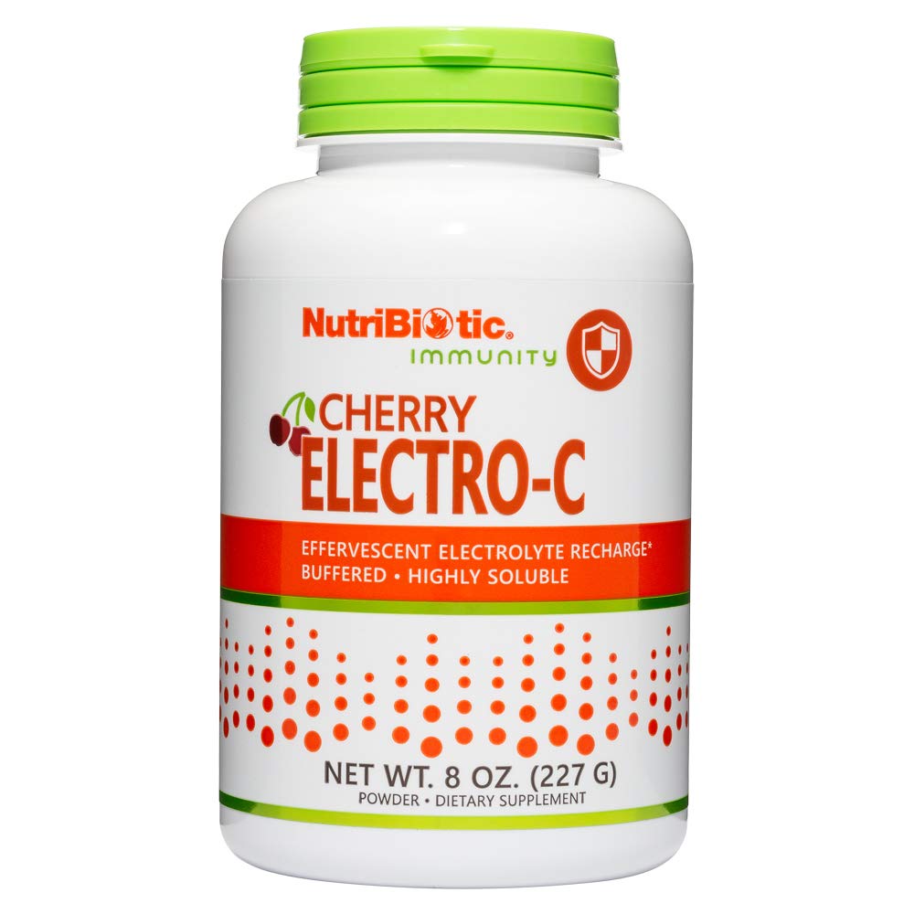 NutriBiotic - Cherry Electro-C Vitamin C & Electrolyte Powder, 8 Oz | 850 Mg Vitamin C Per Serving | Effervescent Electrolyte Recharge | Buffered & Highly Solub