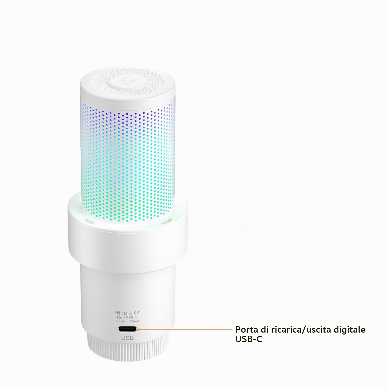 Comica EJoy Uni Pro (A)-Microfono bianco per computer e smartphone, microfono da gioco a condensatore cardioide RGB 48Khz/24Bit per podcasting, streaming, registrazione, musica, con supporto a braccio