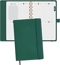 BEZEND Agenda de Poche 2025 Semainier [en Français] - Petit Agenda 2025 Spirale - Couverture Souple en Cuir PU, Format A6 16 x 10 cm, Noël vert