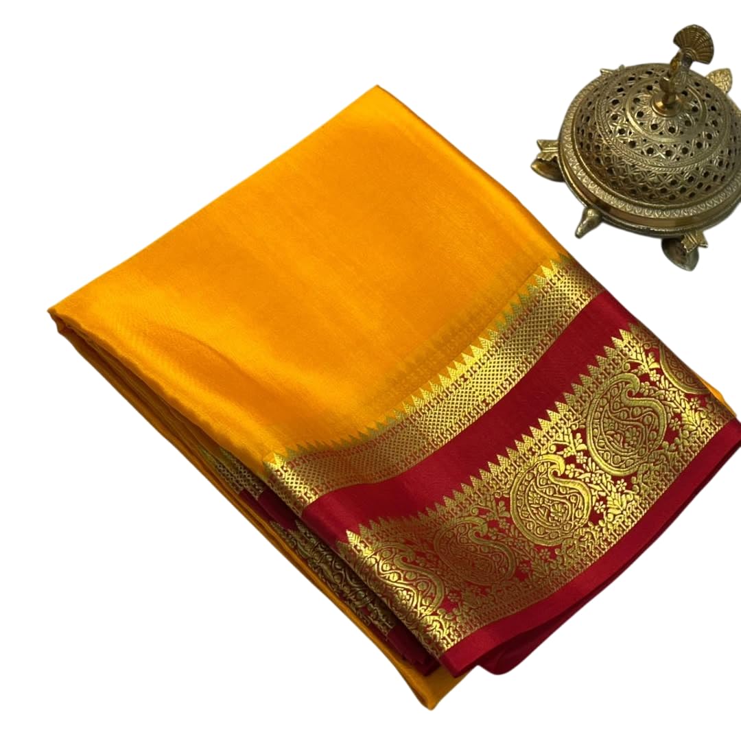 h3d enterprise Premium Women’s Mysore Crepe Silk Saree with Intricate Rich Zari Weaving-picture-55