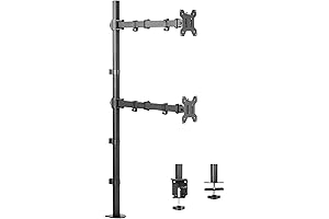 VIVO Extra Tall Vertically Stacked Dual Monitor Desk Mount Stand with 99 cm Stand-Up Pole