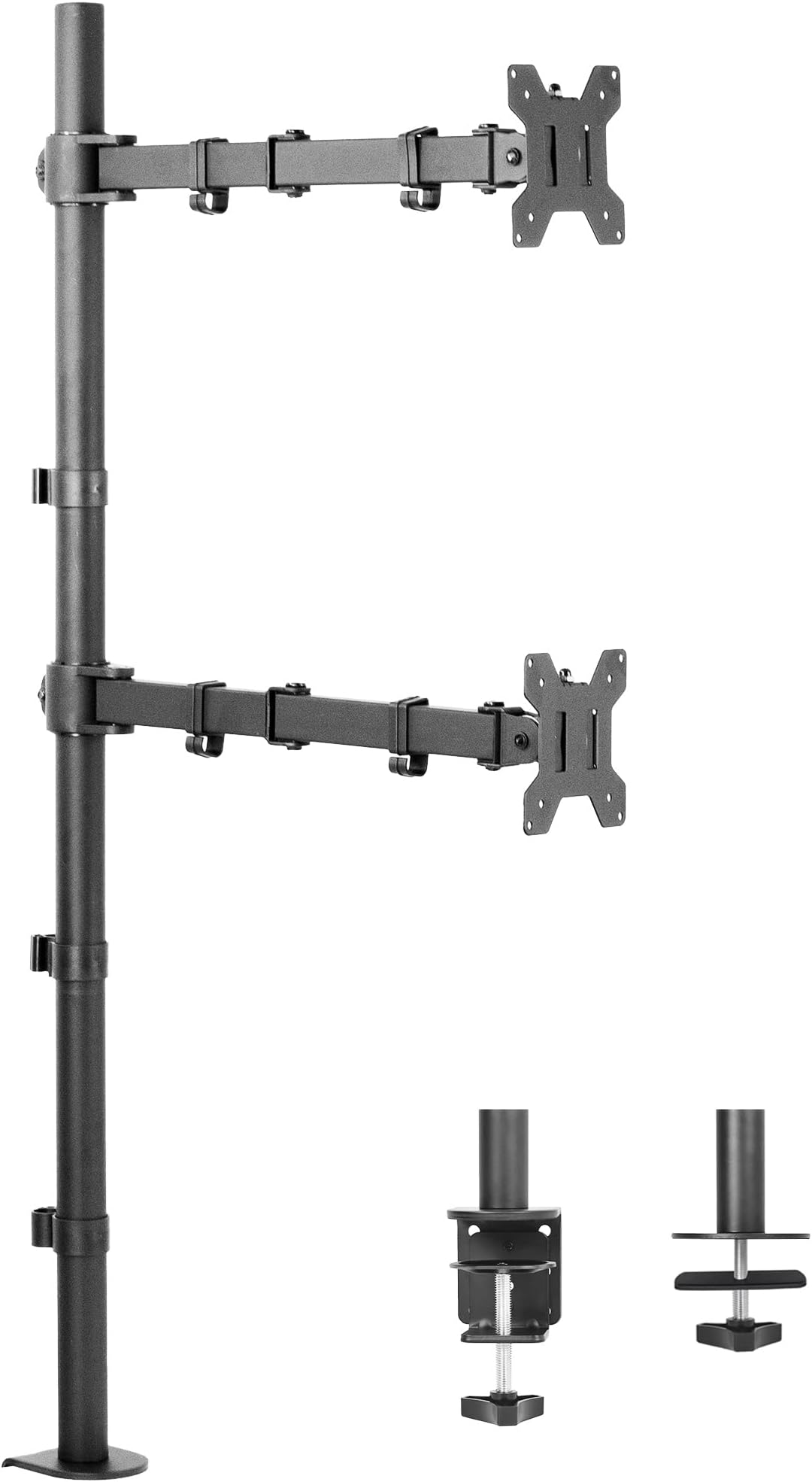 VIVO Extra Tall Vertically Stacked Dual Monitor Desk Mount Stand with 99 cm Stand-up Pole, Fully Adjustable Extended Arms, Fits 2 Screens up to 27 inches, STAND-V012T