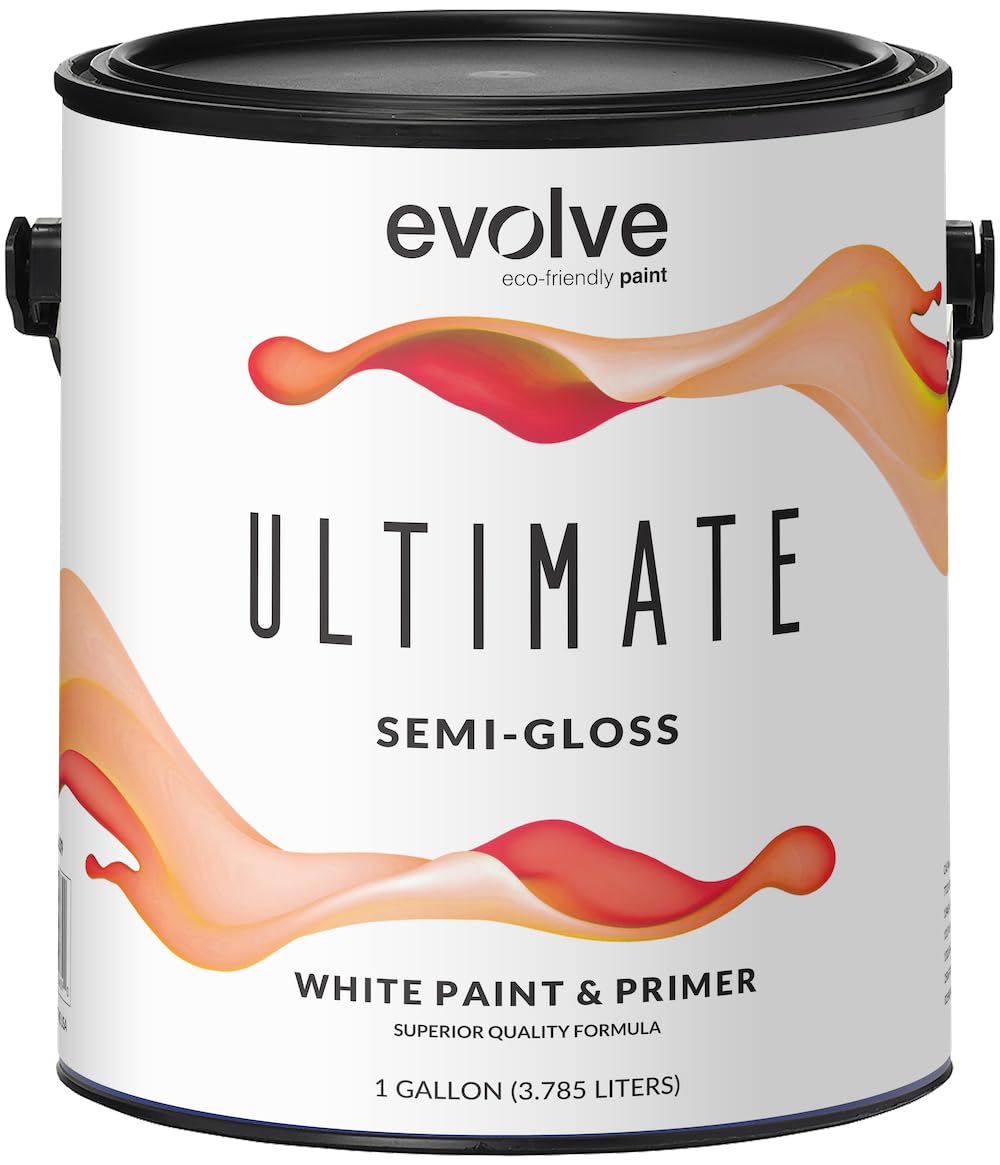 EVOLVE Ultimate Paint & Primer in White for Interior & Exterior House Paint, Semi-Gloss Sheen, 1-Gallon