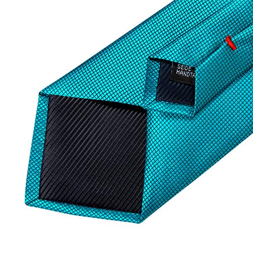 Image of DiBanGu Mens Solid Color Tie and Pocket Square Set Woven Silk Plain Necktie & Handkerchief for Men Wedding Party Formal