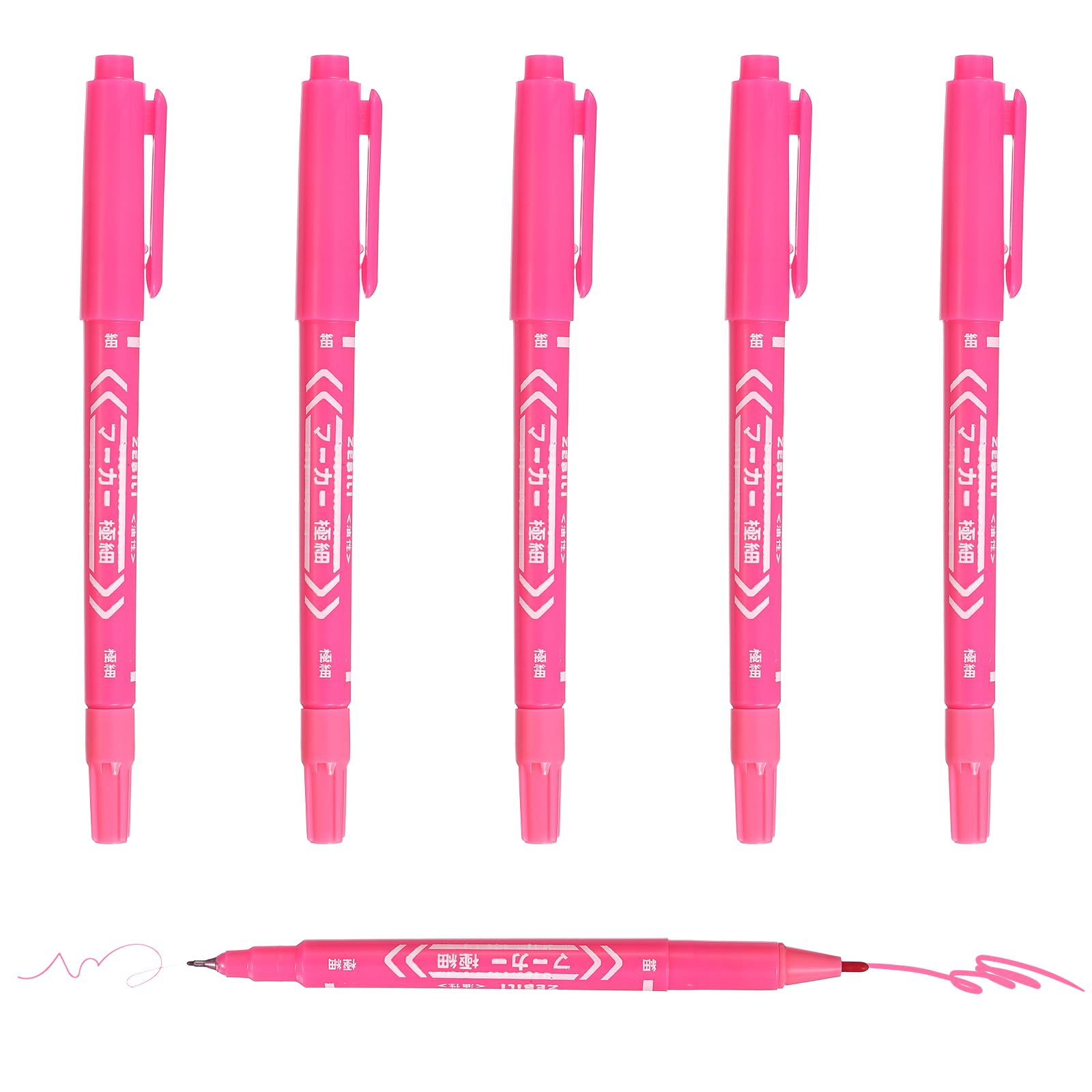 PATIKIL Marcadores Permanentes Punta Doble, Paquete 6 Rosa Punta Fina Y Ultra Fina Marcadores Colores Secado Rápido Bolígrafo Para Escribir Dibujar En Madera Plástico Metal Vidrio Piedra