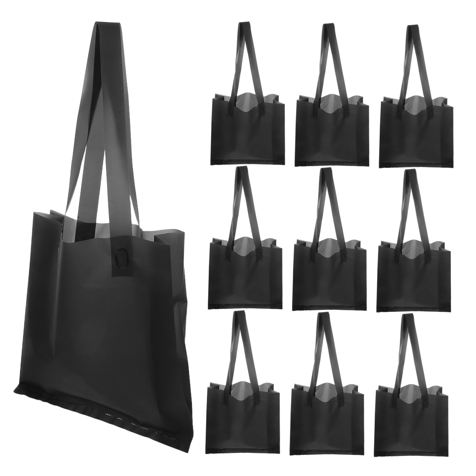 Cabilock 50pcs Heavy Duty Tote Bags Black Shoulder Style Aesthetic Practical for Clothing Store Shopping