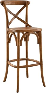 Modway Gear X-Back Wood Bar Stool in Walnut