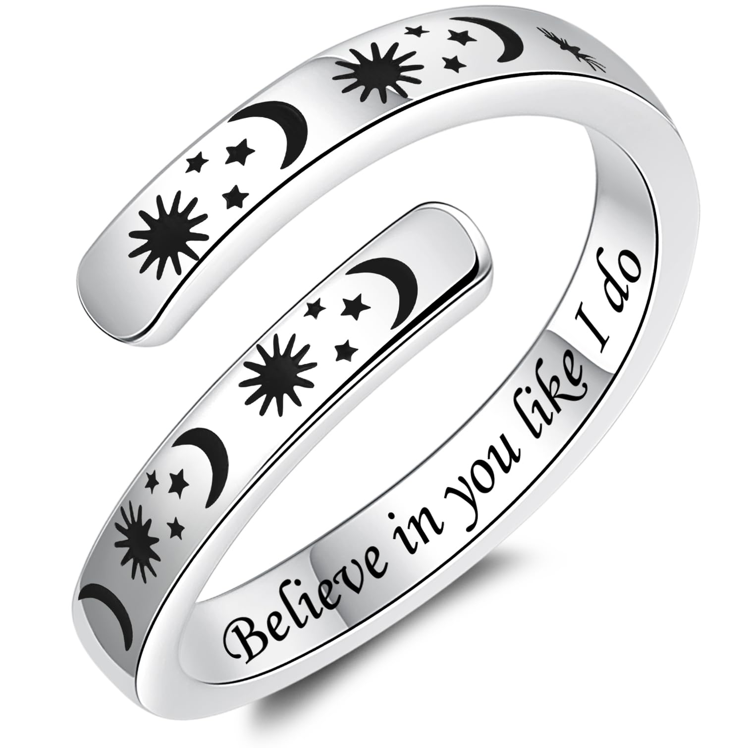 Cute Sterling Silver Ring Adjustable for Women Girls Birthday Halloween Christmas S925 Silver Jewelry Gift