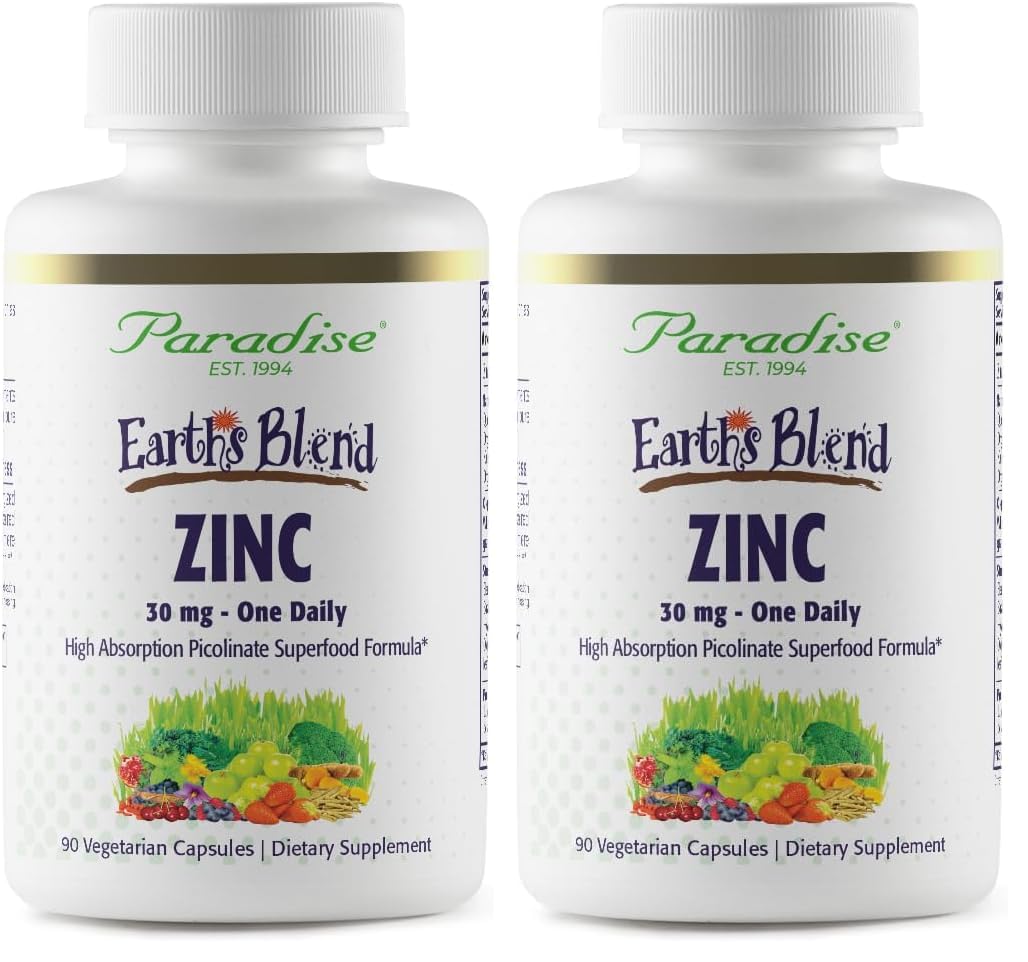 Paradise Herbs Zinc Picolinate With Natures C 30 mg, 90 Capsules 2Pk 90 Count (Pack of 2)