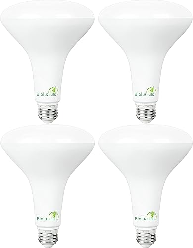 Bioluz LED Paquete de 4 bombillas LED BR40 de 4000 K blanco frío 90 CRI regulables con certificación UL Título CEC 20 1250 lúmenes luces de